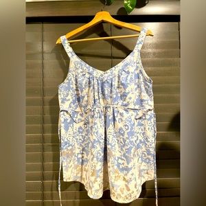 Urban Outfitters ecoté blue white and metallic gold top